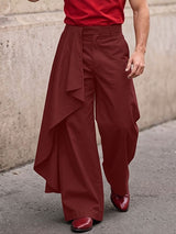 Men's Avant Garde Asymmetrical Draped Overlay Wide Leg Loose Pant SKUL68168