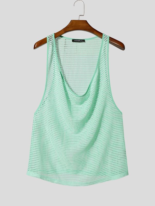 Men's Beach Party Deep V-Neck Mesh Breathable Muscle Fit Tank SKUL72632