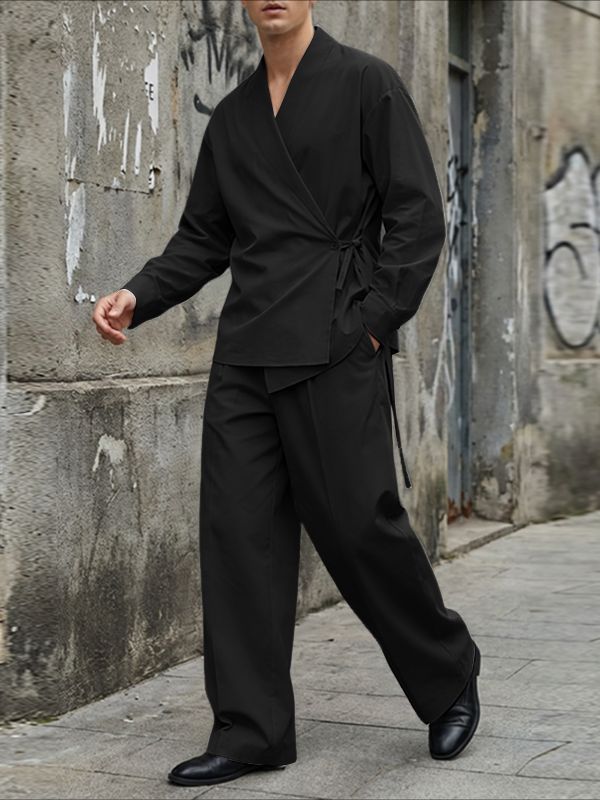 Men's Solid Color Loose Casual Two Pieces Outfit SKUL52016