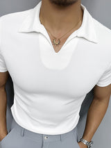 Men's Slim Fit Knitted Stretch Short Sleeve Shirt SKUL36440