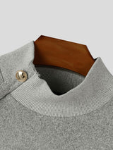 Men's Smart Chic Daily Commute Side Slanted Placket Metallic Button Slim T-shirt SKUL84771