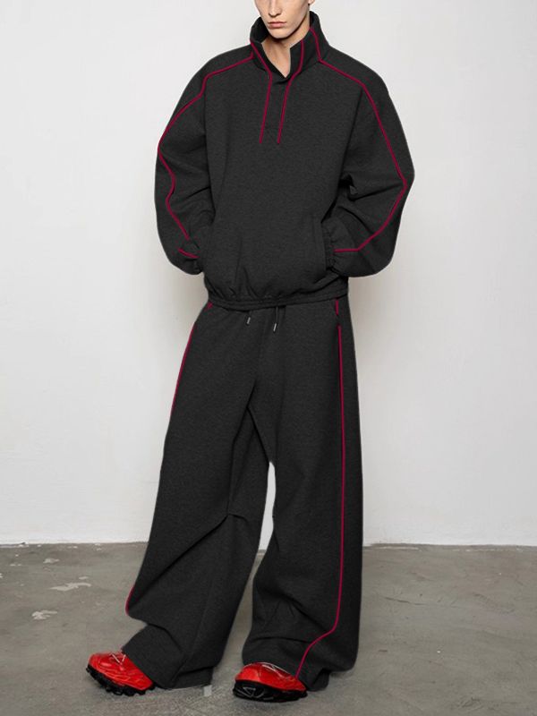 Men's Sport Style Contrast Trim Two Pieces Outfit SKUL48664