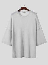 Mens Solid Drop Shoulder Casual Sleeve T-Shirt SKUK62909