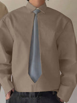 Men's Solid Tie-Shaped Cut Long Sleeve Shirt SKUL34010