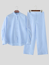 Men's Minimalist Solid Color Casual Two Pieces Outfit SKUL30478