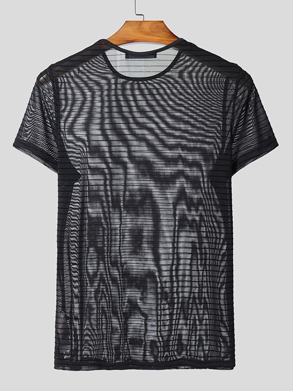 Mens Sheer Striped Short Sleeve T-Shirt SKUL05251