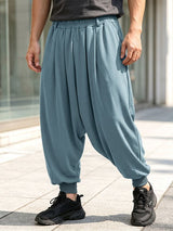 Men's Avant-Garde Darkwear City Walk Loose Baggy Cuffed Hem Drape Pant SKUL85505