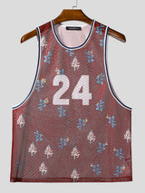 Men's Number Print Sheer Mesh Tank SKUL15093