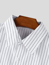 Men's Bow Tie Striped Half Sleeve Shirt SKUL39909