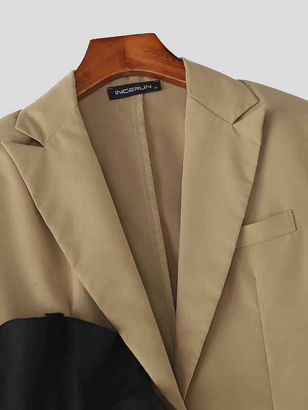 Men's Colorblock Ruffled Patchwork Long Sleeve Blazer SKUL40177