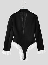 Mens Lace Patchwork Long-Sleeve Bodysuit SKUK83121