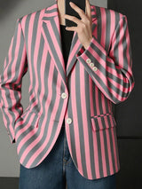 Men's Stripe Contrast Casual Long Sleeve Blazer SKUL29672