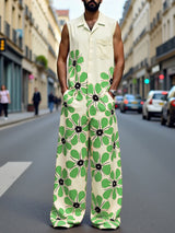 Men's Floral Print Colorblock Jumpsuit SKUL19821