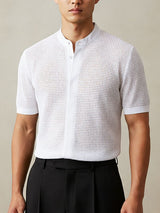 Men's Sheer Mesh Stand Collar Short Sleeve Shirt SKUL55516