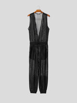 Men's Solid Sheer Casual Jumpsuit SKUL21184