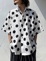 Mens Polka Dot Textured Print Short Sleeve Shirt SKUK78197