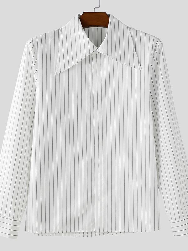 Men's Striped Casual Long Sleeve Shirt SKUL34986