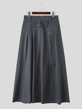 Mens Solid Color Split Pleated Skirt SKUK98827