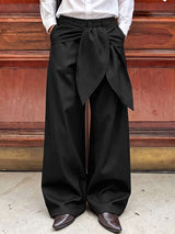 Men's Avant-Garde Runway Waist Tie-Up Ribbon Exaggerated Floor Length Wide Leg Pant SKUL83480