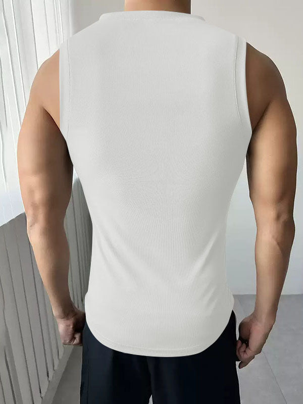 Mens Solid Textured V-Neck Tank SKUL04413