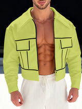 Men's Contrast Line Long Sleeve Jacket SKUL48869