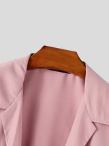 Men's Drawstring Patch Pocket Short Sleeve Shirt SKUL39361