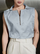 Mens Solid Color Half-Zip Tank SKUL07647