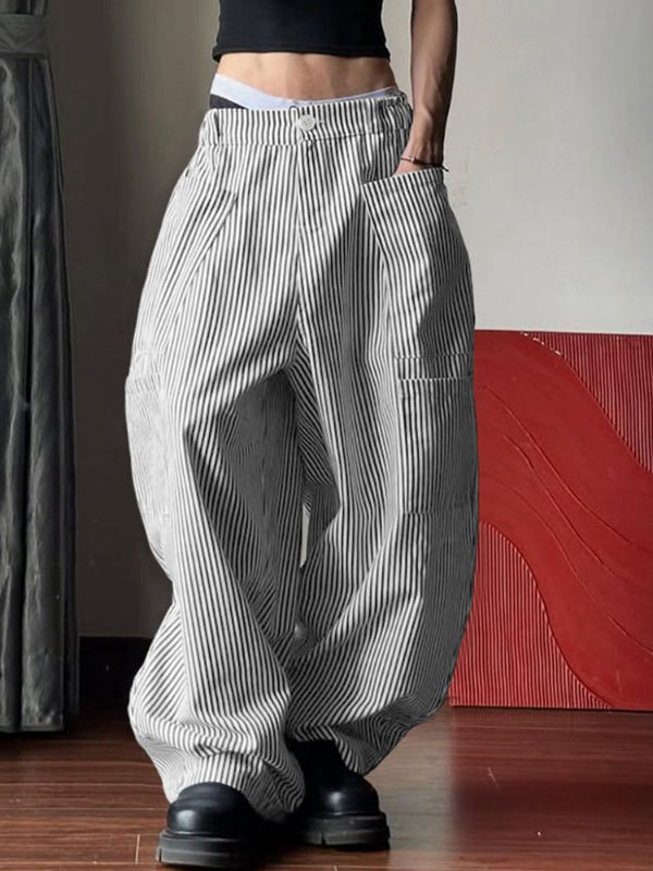 Men's Large Pocket Striped Casual Pant SKUL30582