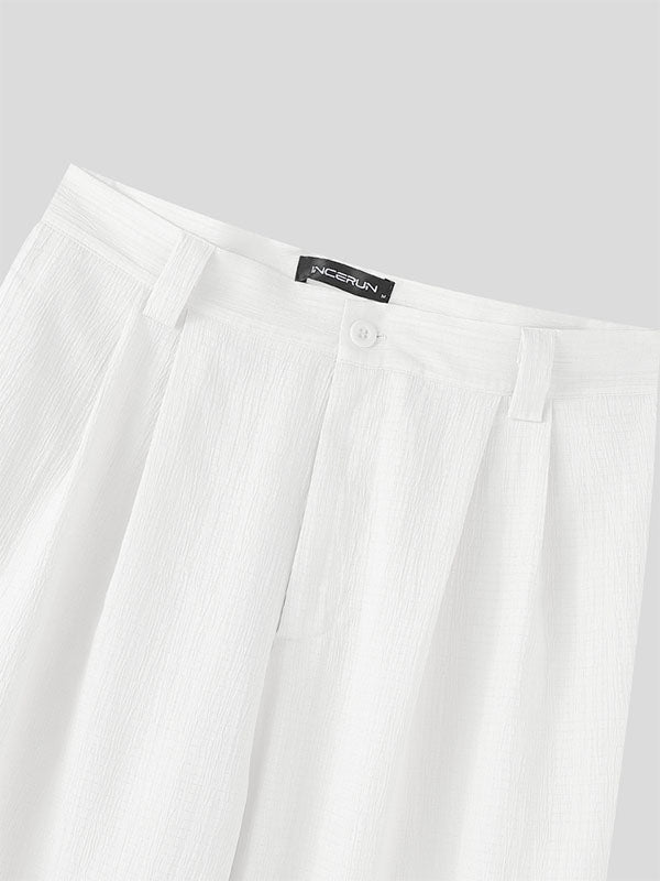 Mens Solid Color Loose Textured Casual Pant SKUL15603