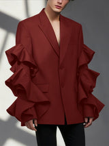Men's Deconstructed Ruffle Patchwork Casual Blazer SKUL40180