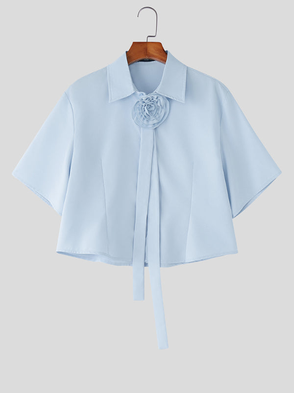 Mens 3D Floral Tie Casual Short Sleeve Shirt SKUL12752