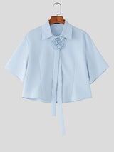 Mens 3D Floral Tie Casual Short Sleeve Shirt SKUL12752