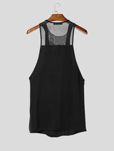 Mens Sheer Mesh Patchwork V-Neck Tank SKUL15600