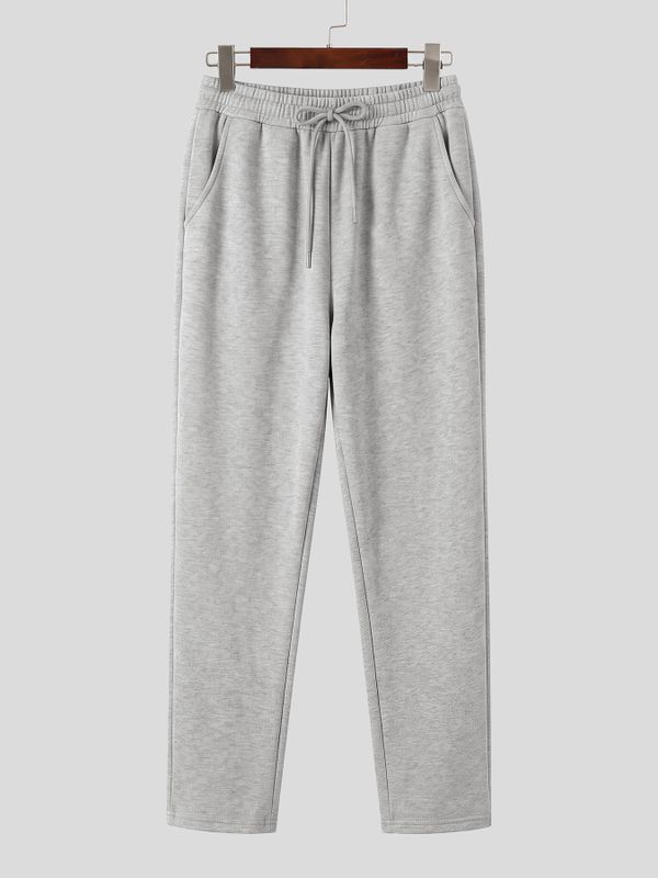 Men's Athletic Gym Drawstring Elastic Waist Butt Contouring Tapered Leg Full Length Pant SKUL83491