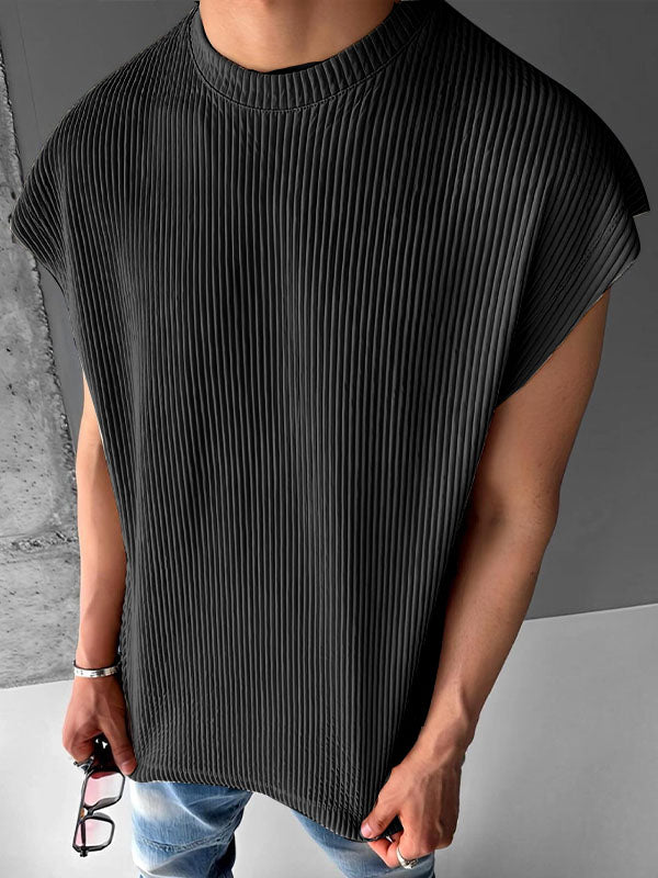 Mens Striped Textured Crew Neck Tank SKUK76227