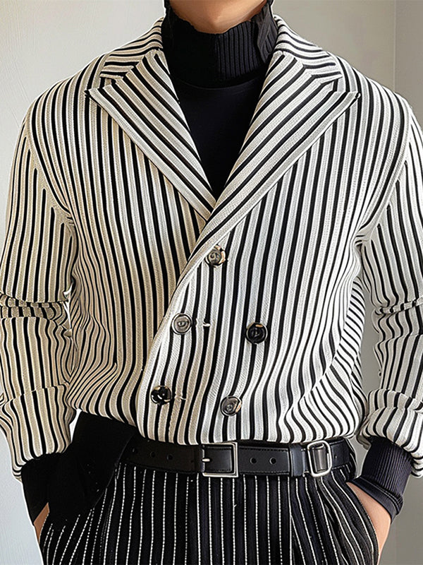 Mens Striped Textured Long-Sleeve Blazer SKUK75405