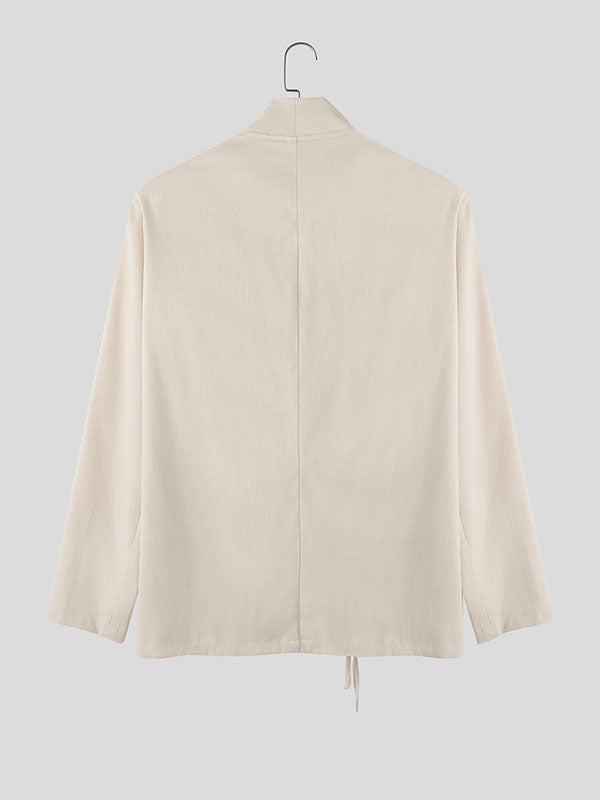 Men's Solid Color Tie Casual Long Sleeve Blazer SKUL27434