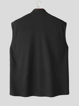 Men's Solid Color Waffle Knit Sleeveless Shirt SKUL22602