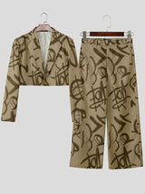 Men's Graffiti Print Cropped Two Pieces Outfit SKUL40124