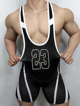 Mens Number 23 Contrast Color Sleeveless Bodysuit SKUL15565