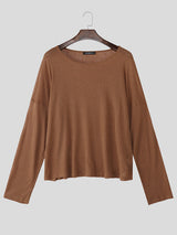 Men's Solid Color Textured Long Sleeve T-Shirt SKUL30550