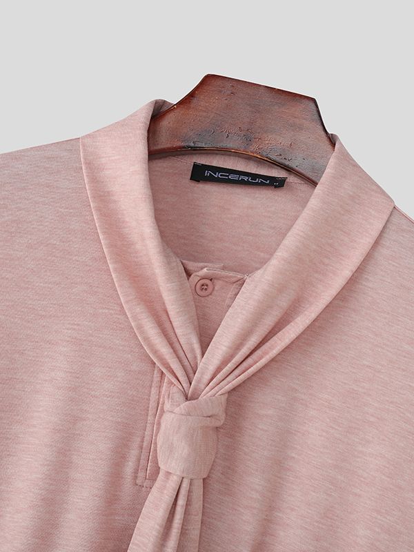 Men's Colorful Cotton Lace Up 3/4 Sleeve Shirt SKUL41015