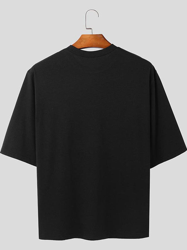 Mens Lace Print Patchwork Short Sleeve T-Shirt SKUL03647