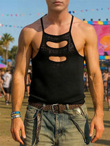 Men's Solid Color Cutout Casual Tank SKUL15381