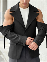 Men's Deconstructed Hollow Long Sleeve Blazer SKUL42553