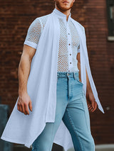 Mens Cape Panel Lace Short Sleeve Shirt SKUL06338