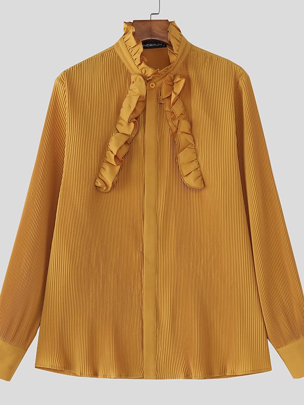 Men's Ruffle Textured Long Sleeve Shirt SKUL42557