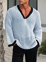 Men's Semi-Sheer Mesh Colorblock Long Sleeve T-Shirt SKUL25963