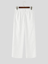 Mens Solid Color Loose Textured Casual Pant SKUL15603