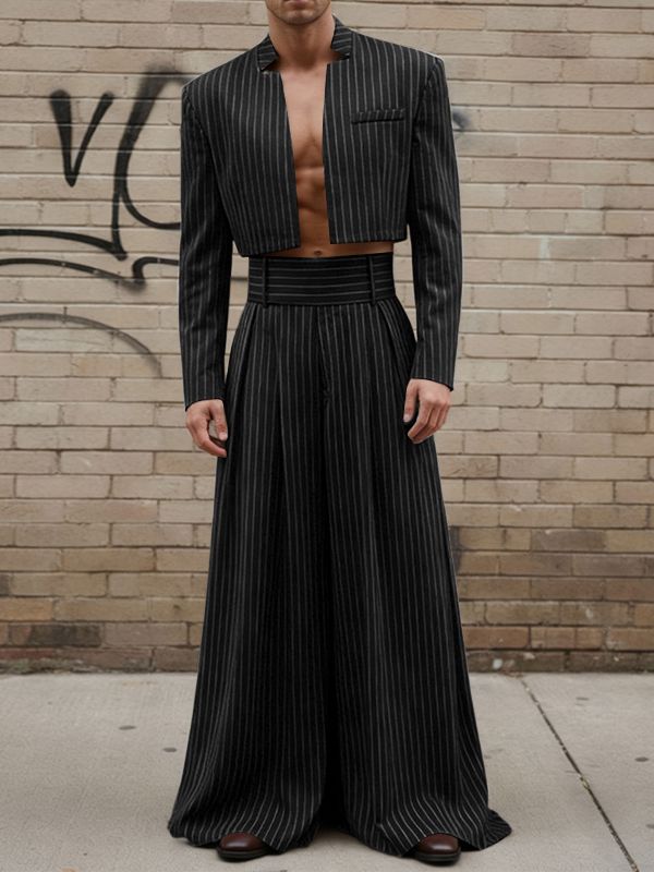 Men's Minimalist Striped Casual Two Pieces Outfit SKUL45233